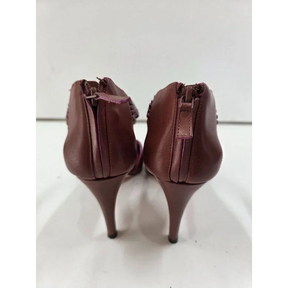 Cole Haan Vivian Brown/Pink Strappy Stiletto Heel Zipper Sandals - Size 8 B
